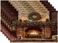 Batmerry Vintage Christmas Linen Placemats Set of 6, Cozy Fireplace Scene Washable Table Mats for Kitchen Table Thickened Heat Insulation Dining Set Indoor Outdoor 12X18 in