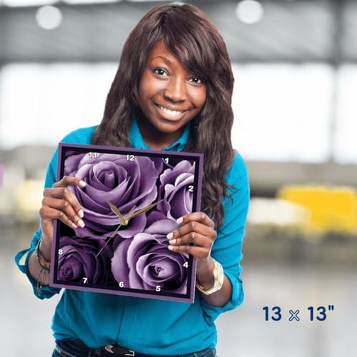 Wall Clock Silent - 13 inch - Close up of Dreamy Lavender Purple Rose Bouquet - Garden Nature Florals Flowers Roses Bouquet