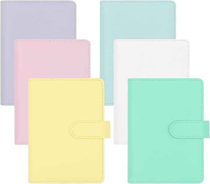 6 Pack A6 Notebook Binder, 6 Ring PU Leather Planner Binder, A6 Refillable Planner Cover Loose Leaf Personal Organizer Cover Budget Binder with Magnetic Buckle Closure for School Office Work