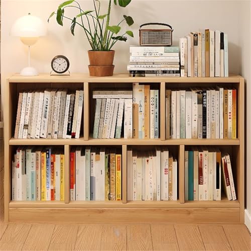 Lumber Organizer Shelf 3/4 Shelves, Lateral Filing or Vertical, Closed Back Floor-Standing Bookshelf Rack Bookcase Cabinet Tiered Shelf Grid Storage Unit Natural 47.2" L x 9.4" W x 31.5" H