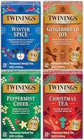 Twinings Holiday Variety Pack Tea Bags, Christmas Tea, Winter Spice, Gingerbread Joy, Peppermint Cheer, 20 Count (Pack of 4), Enjoy Hot or Iced, 80 Teabags