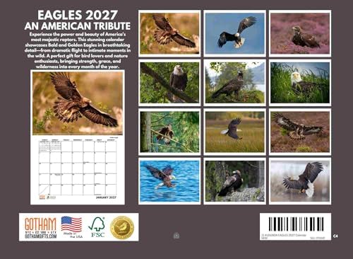JJ Audubon Tribute Eagle Calendar 2027 Bird Monthly Wall Calender 12 Month