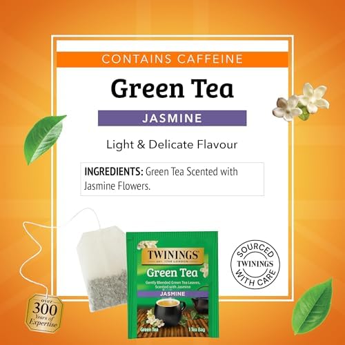 Twinings Green Tea with Jasmine, Caffeinated, Tea Bags, 100 CT Box (1 Pack)