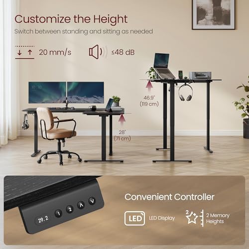 VASAGLE Electric Standing Desk, 63 x 47.2 Inches