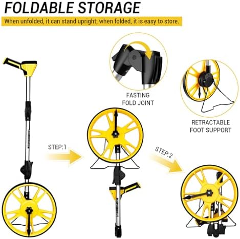 Measuring Wheel: DEKOPRO 4V Digital Measuring Wheel in Feet, 12.5 Inch 99,999Ft/ 99,999M Digital Display Folding Wheel Measurement Roller with Storage Bag