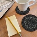Homespice Jet Black Braided Coasters for Primitive Decor, Round 4" Set of 6