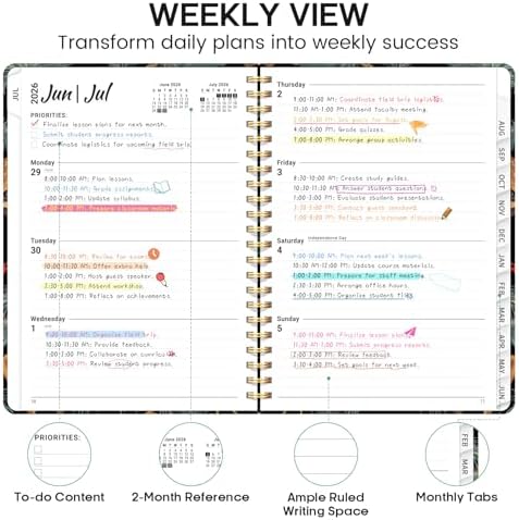 Planner 2026-2027, Weekly & Monthly Academic Calendar, Jul 2026 – Jun 2027
