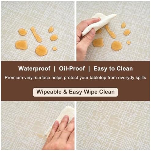LIBERECOO Heavy Duty Vinyl Tablecloth with Flannel Backing Waterproof Oil-Proof Plastic Table Cloth Stain-Resistant Wipeable Rectangle or Square Table Cover for Indoor and Outdoor 60 x 102 Inch