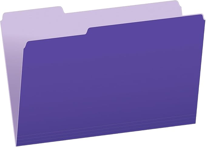 Pendaflex 435013VIO Interior File Folders, 1/3 Cut Top Tab, Legal, Violet (Box of 100)