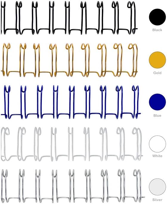 Rayson Wire Binding Spines, 1/2" 3:1 Pitch, 32-Loop, Multicolor, 100 Pack | Includes black, gold, blue, white and silver; choose 1/2" size for medium documents with 3:1 pitch binders.
