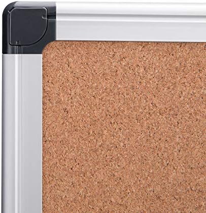 Amazon Basics Rectangular Bulletin Board, Cork Board for Wall, Vision Board for Classroom and Office, Aluminum Frame, 35" x 47", Brown