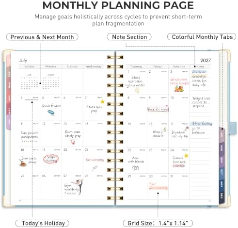 RETTACY 2027 Planner, Weekly and Monthly, A5 Size (5.7" x 8.3")