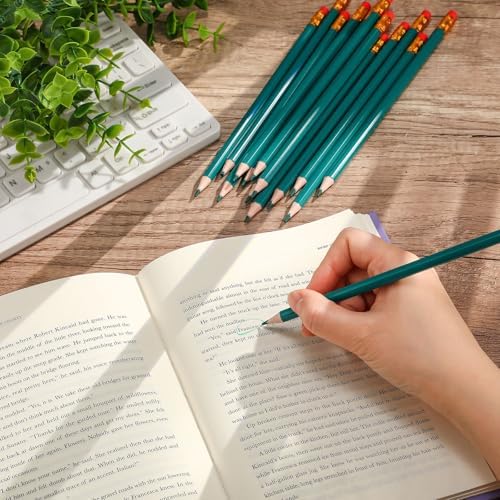 Sivak 100 Pack Green Colored Pencils with Eraser, Presharpened, Checking, Correcting, Grading, Drawing, Art, Map Coloring, Tests, Gifting