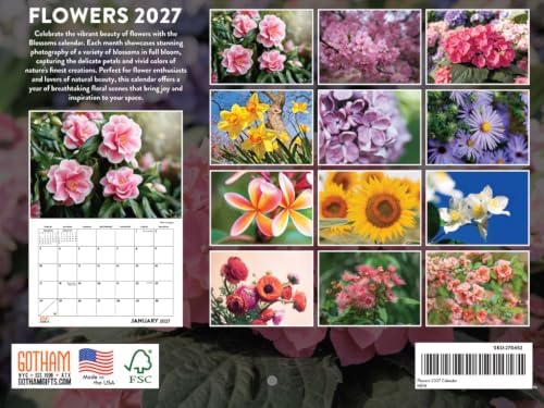 Flower Blossom Calendar 2027 Floral Monthly Wall Calender 12 Month