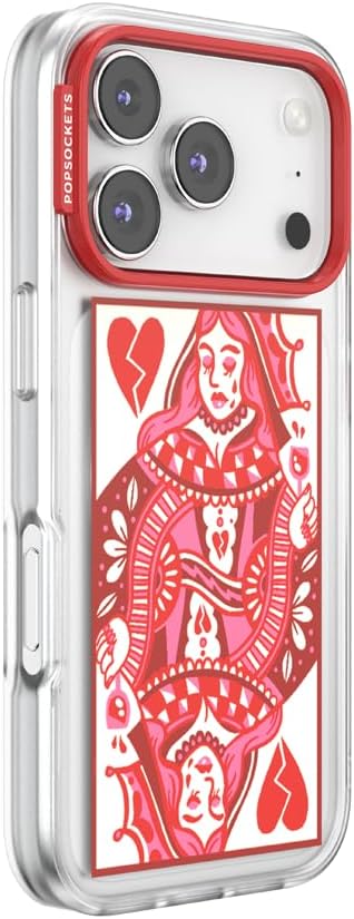 PopSockets iPhone 17 Pro Phone Case with MagSafe- Heart Queen | Magnetic, Wireless Charging, Camera & Drop Protection, Heart, Valentines, Red, Textured