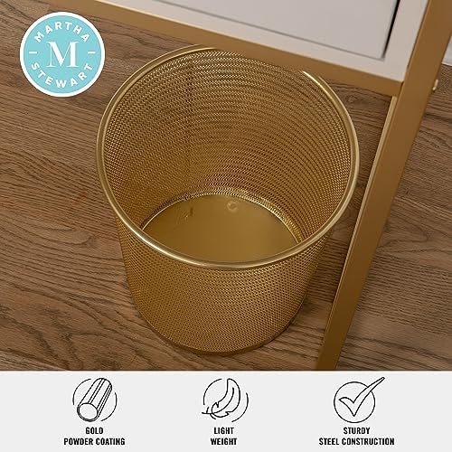 Martha Stewart Ryder 4.5 Gallon Mesh Metal Wastebasket, Gold