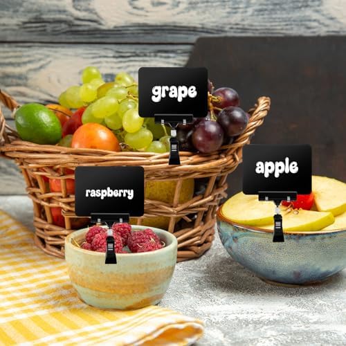 30Pack Mini Chalkboard Signs with Rotatable Clip, Double Head Sale Signs for Retail Store Plastic Merchandise Sign Display Clip Holder for Food, Store Signs Displays