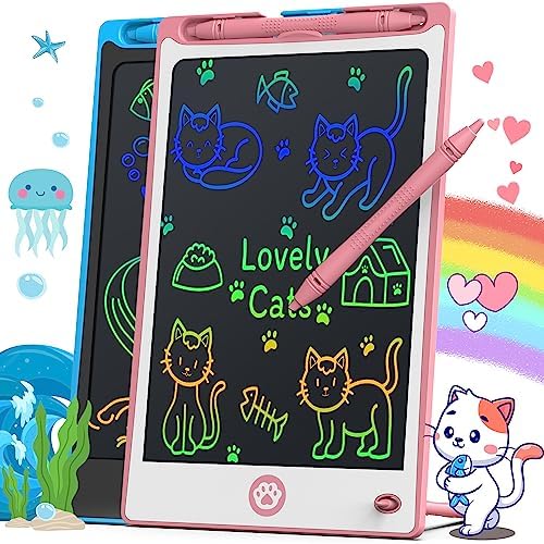 Hockvill LCD Writing Tablet for Kids 8.8 Inch, Toys for Girls Boys Drawing Pad for 3 4 5 6 7 Year Old Kid, Toddler Magnetic Doodle Board Travel Essential Christmas Birthday for Children BluePink