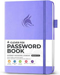Clever Fox Password Book with Alphabetical Tabs, 5.3"x7.7" Keeper Lavender