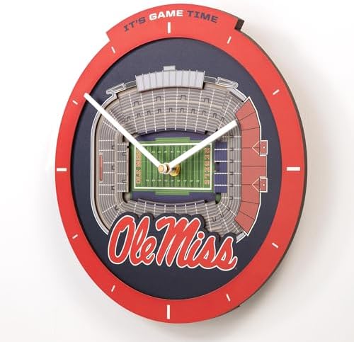 YouTheFan NCAA Mississippi Rebels StadiumView 3D Wall Clock