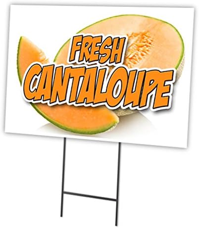 Fresh Cantaloupe 12"x16" Yard Sign & Stake Outdoor Plastic Window | Advertise Your Business | Stake Included Image On Front Only | Made in The USA