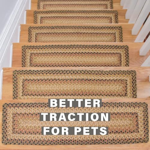 Homespice Russet Jute Braided Stair Treads, Oval 8x28 Set of 13