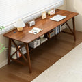 NELYE Extra Long Writing Desk with Bookshelf, 71" Wx24 Dx30 H, Walnut