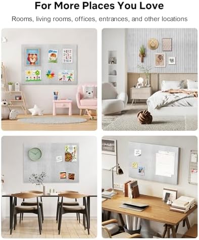 48" x 36" Large Cork Bulletin Board Tiles, Peel and Stick Felt Wall Panels for Vision, Message Center, Picture and Prayer Board for Office, Dorm, Room and Desk Decor(Gray)
