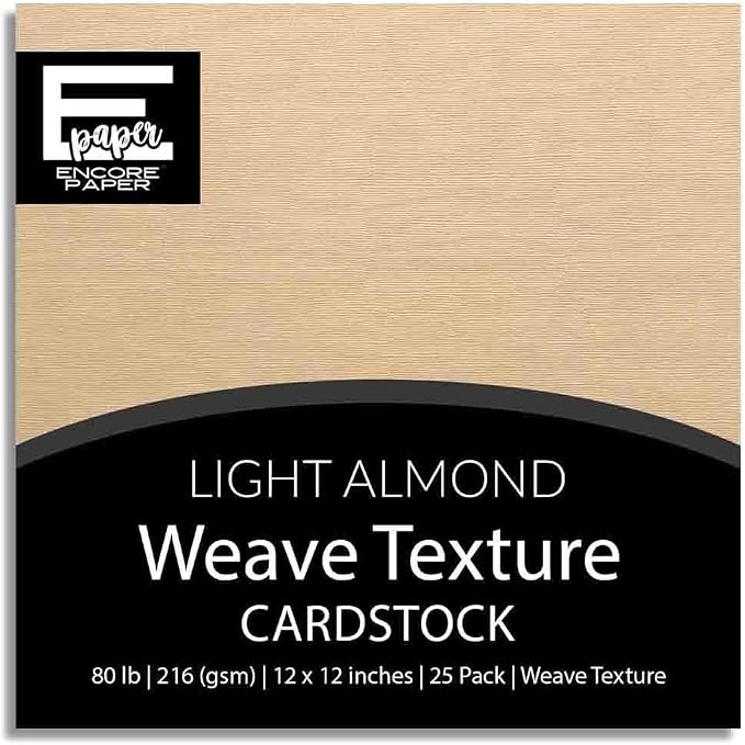 LIGHT ALMOND—12x12 Textured Cardstock | 80lb Textured Brown/Tan Scrapbook Paper | Premium Cardstock for Cricut Cutting | 25 Sheets
