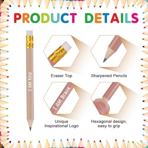 70Pcs Inspirational Golf Pencils Calming Corner Theme 4 inch Short Woodden Pen-cils for Boys, Girls, Students and Teachers Office Supplie Back to School Gift