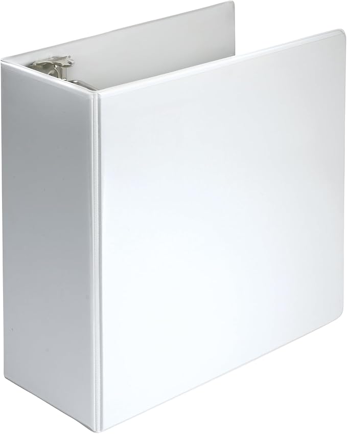 Samsill Durable 5 Inch 3 Ring Binder, D Ring Binder, Customizable Clear View, White, Holds 1070 Pages