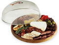 Twine Modern Manor Slate & Acacia Wooden Charcuterie Board With Dome Cover, Outdoor Entertaining Cheese Board, Snack Platter, 3-Piece Set