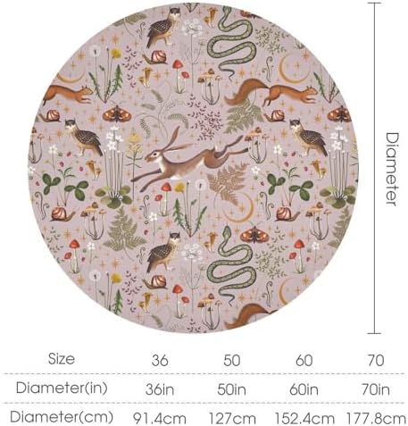 Rustic Forest Tablecloth, Pink Woodland Wild Animal Hare Squirrel Owl Snail Flowers Mushroom Table Cloth for Home Kitchen Dining Outdoor Patio Wedding Decor, 60x60in