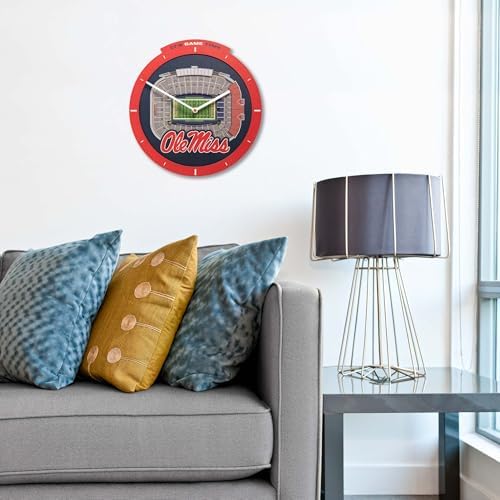 YouTheFan NCAA Mississippi Rebels StadiumView 3D Wall Clock