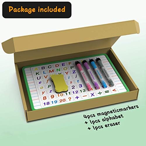 Small Dry Erase White Board with Stand, Double Sided Dry Erase Board for Kids, Foldable Small White Board Portable Mini Whiteboard with Lines & Holder for Home School Office