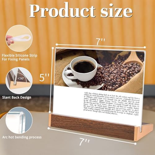 LIANHELILAI 3Pack Mini Acrylic Sign Holder 5X7 Horizontal Tabletop Sign Display Frame for Coffee Shop/Restaurant Menu Stall/Exhibitions/Hotel/Office Name Holder