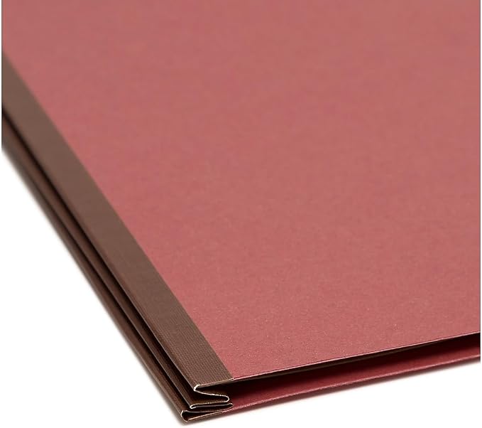 Smead 100% Recycled Pressboard Classification File Folder, 2 Dividers, 2" Expansion, Letter Size, Red, 10 per Box (14024)
