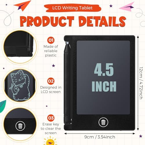 Nezyo 16 Pack 4.5 Inch Mini LCD Writing Tablet for Kids,Black