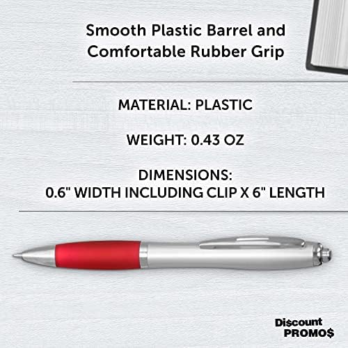 DISCOUNT PROMOS Colored Grip Gel Pens Set of 10, Bulk Pack - Great for Office, School, Business, Tradeshows, Events - Red