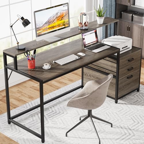 Tribesigns 63 Inch Computer Desk with File Drawer Cabinet, Home Office Desk
