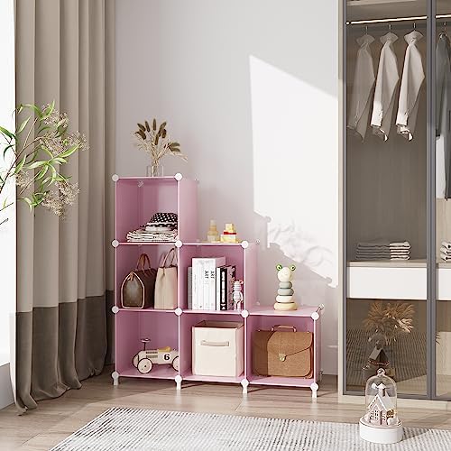 AWTATOS Cube Storage Organizer, Closet Organizers, 6 Cube Shelf, Pink
