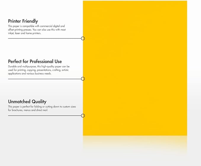 LUXPaper 8.5" x 11" Paper | Letter Size | Sunflower Yellow | 80lb. Text | 50 Qty
