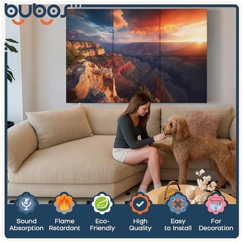 6 Pack Art Acoustic Wall Panels,70.8”x47.2”Self Adhesive for Home Decor