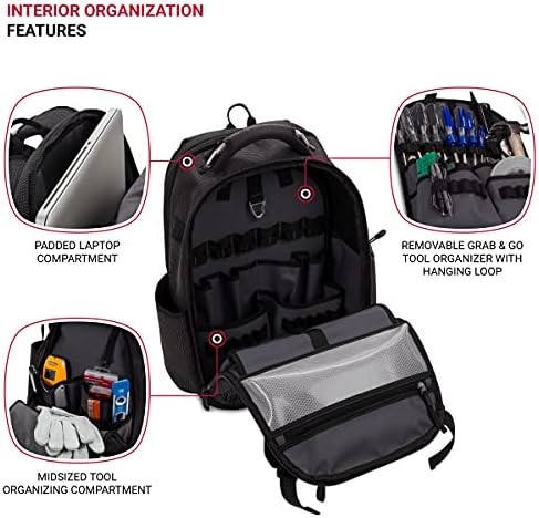SwissGear Tool Bag Backpack, Fits Up to 17-Inch Laptop, Work Pack PRO, Black