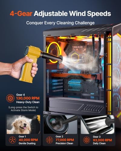 Compressed Air Duster, 130,000RPM Ultra-Powerful Electric Air Duster