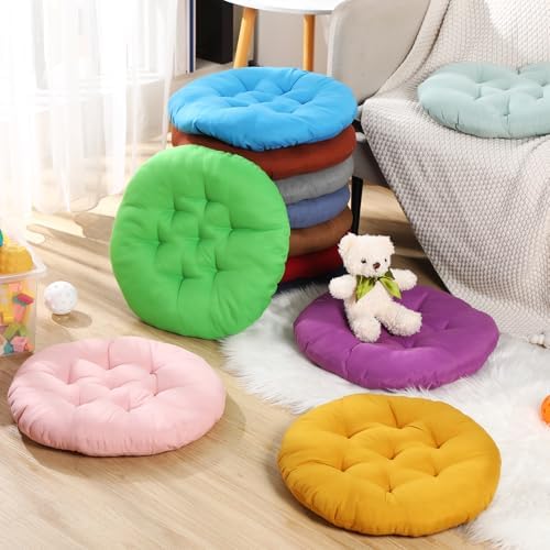 Fumete 12 Pcs Round Floor Pillows Cushions Seating 16 x 16 Inches Floor Round Cushions for Kids Toddlers Flexible Reading Chair Pillows for Classroom Home School Playing Supplies(Bright Color)