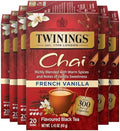 Twinings French Vanilla Chai Black Tea Individually Wrapped Bags, 20 Count (Pack of 6), Warm, Sweet & Spicy, Caffeinated, Enjoy Hot or Iced, 120 Teabags