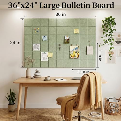 Large Felt Bulletin Board for Walls: 6-Pack Black Cork Board Alternative 11.8x11.8 Inch Peel and Stick Pin Board Wall Decor for Home Organization, Office Memo Board, Self-Adhesive Wall Tiles
