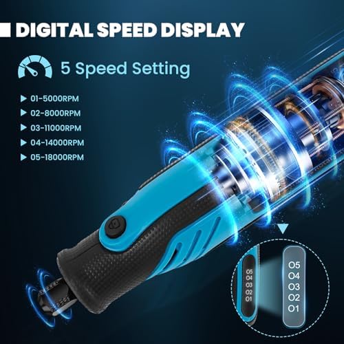 HARDELL Mini Cordless Rotary Tool, 4V Rotary Tool 5 Speed Display with Type-C Charging, Power Rotary Tool Kit with 69 Accessories for Sanding, Grinding, Engraving, Polishing, Drilling, Cutting, DIY