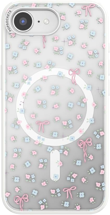 PopSockets iPhone 16E Phone Case with MagSafe, Wireless Charging Compatible, Bow - Bows & Blooms